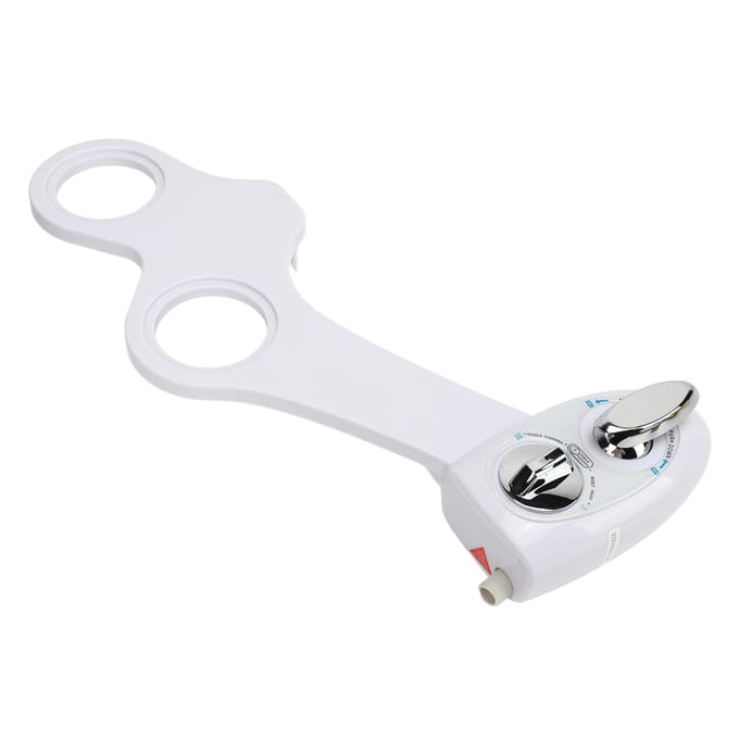 Badkamer bidet met dubbele sproeikop voor koud water, verstelbare bidetopzetstuk met slang. white