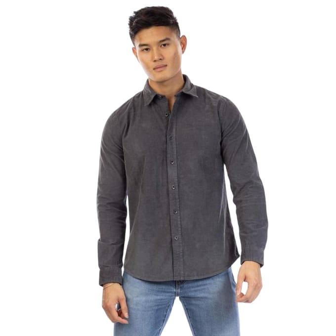 Peter Werth Heren Corduroy Regular Overhemd (Grijs)