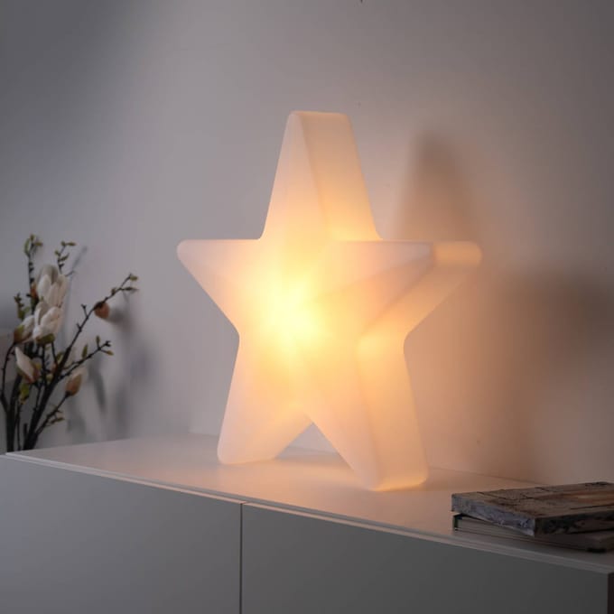 JUST LIGHT. GmbH LED sfeerlamp op accu Star, H. 55 cm, IP44, wit, RGBW