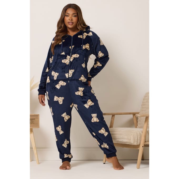 Yours Marineblauwe Teddybeerprint Onesie Size 54-56