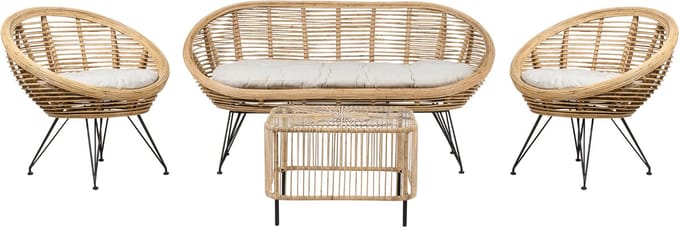 MARATEA/ CESENATICO - Loungeset 4-zits - Lichtbeige - Rotan