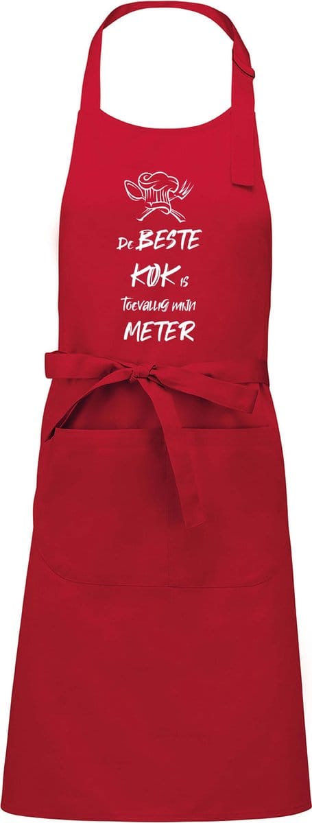 mijncadeautje - luxe schort - De beste kok is toevallig mijn METER - rood