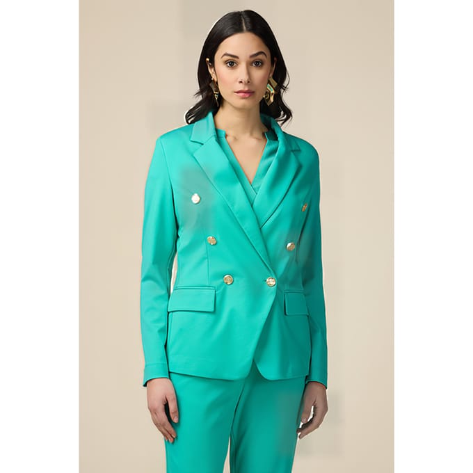 Oltre Double-breasted Jersey Blazer Green Größe: 50 | Blazer Outlet | Damen | Grün