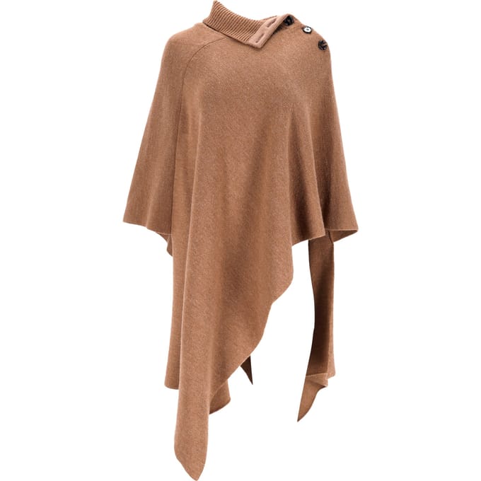 Chloé gebreide cape met knoopjes in bruine wol