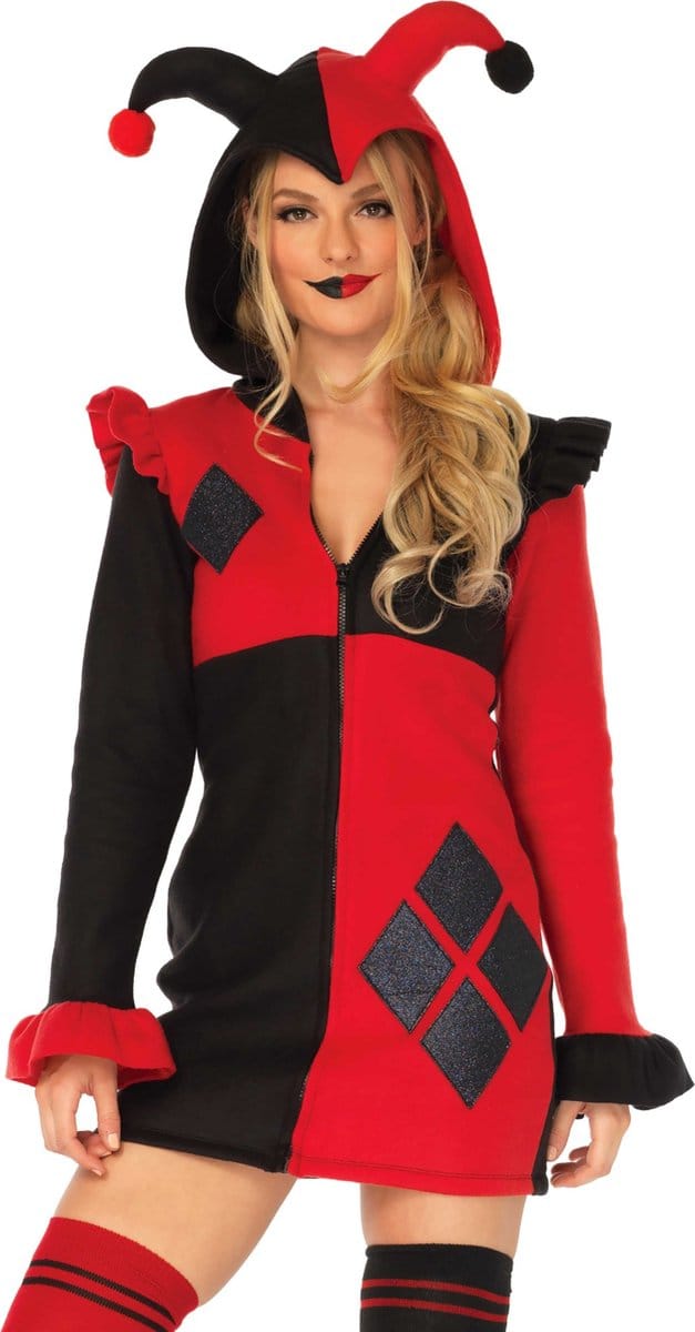 Donsjas met capuchon voor dames Leg Avenue Harlequin