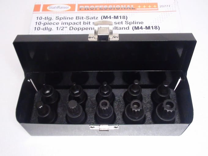StahlKaiser veeltand spline doppenset extra gehard 1/2" 10 delig.