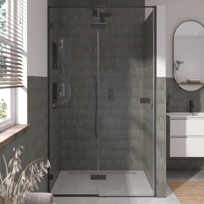 Saqu Parro Douchedeur 120x210 cm Mat Zwart Helder Glas
