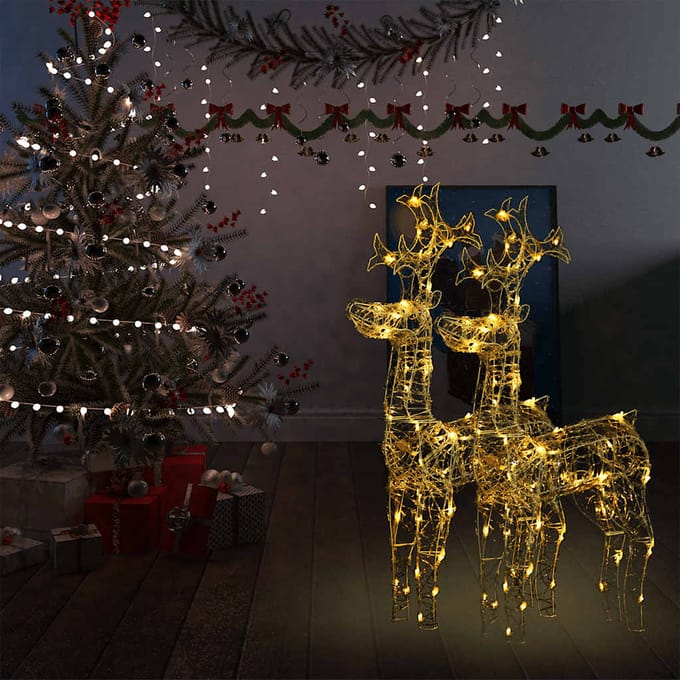 vidaXL Kerstversiering rendier 2 st 60x16x100 cm acryl