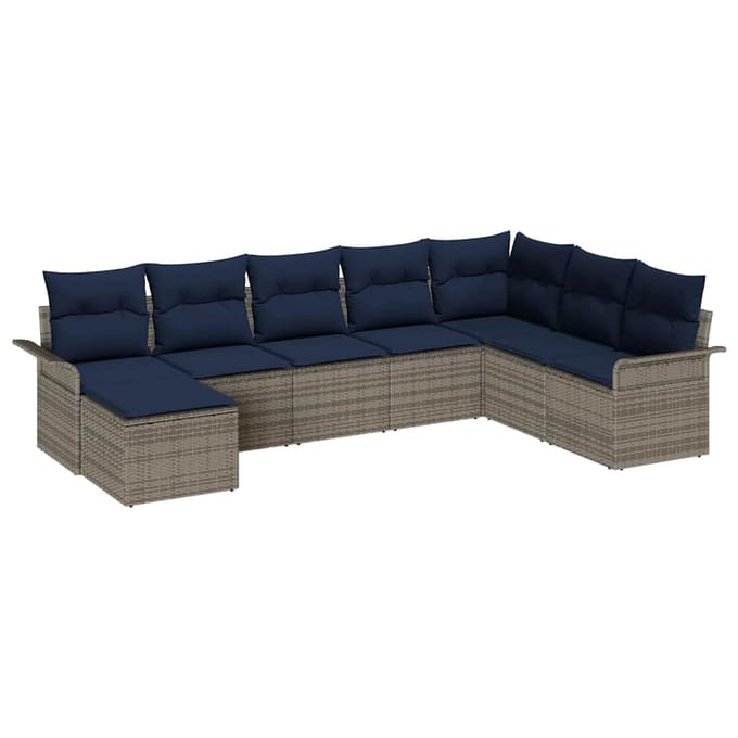 vidaXL - Tuinbank - Set - 8 - st - Lichtgrijs - Poly - rattan