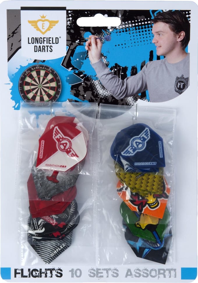 LONGFIELD DARTS FLIGHT ASSORTMENT 10 SETS