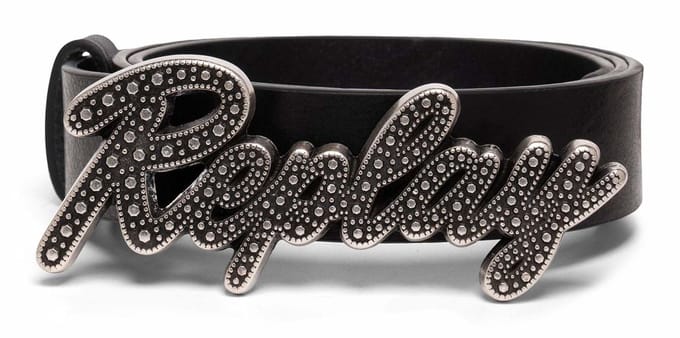 REPLAY Leren riem Belt W75 Black zwart