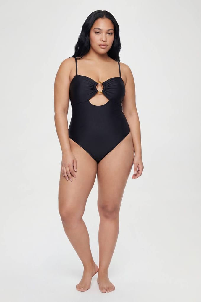 boohoo Dames Plus Badpak Met Sierdetail En Keyhole Uitsnijding | Zwart | Maat: 54