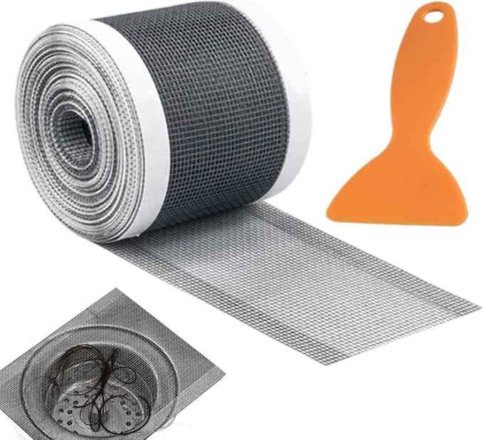 Haarvanger Douchegoot - Gaasvanger Stickers - Afvoer Beschermen - Flexibel Knipbaar - 12cmx4m - Wit