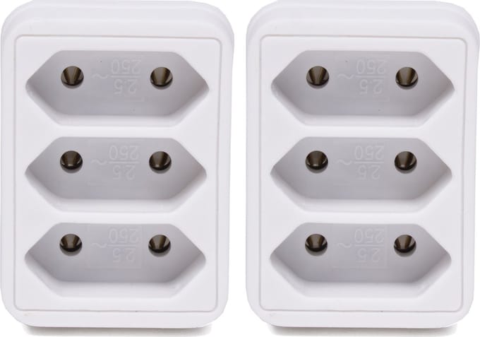 Benson Stopcontact splitter - 2x - triple - wit - voor 3 platte stekkers - verdeelstekkers