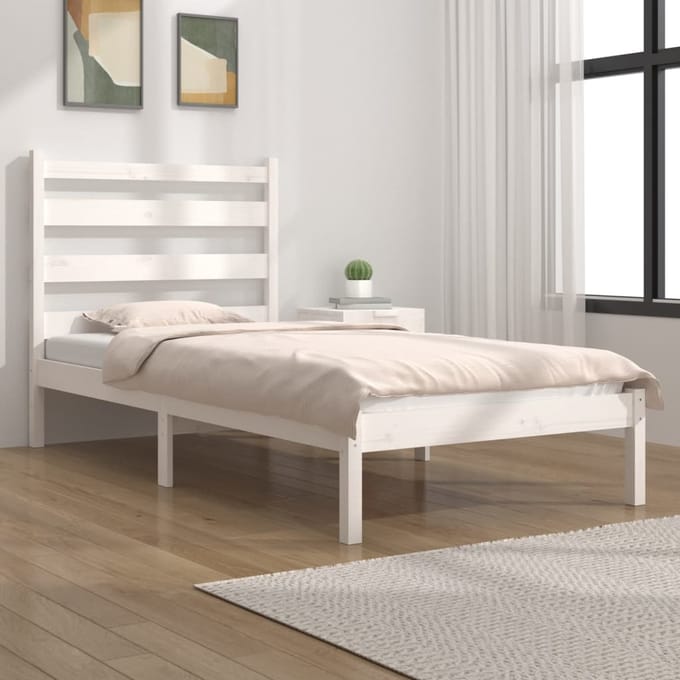 vidaXL - Bedframe - massief - grenenhout - wit - 100x200 - cm