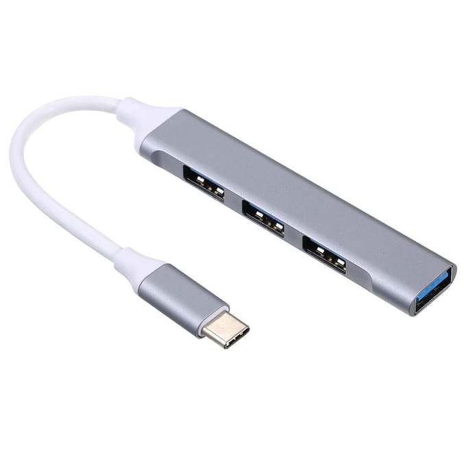 Type-C Hub Type-C Mannelijk naar USB Vrouwelijk Adapter 4-in-1 Aluminiumlegering Hub met USB2.0/USB3.0 Poorten Type-C interface
