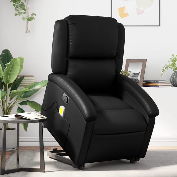 vidaXL - Sta-op-massagestoel - verstelbaar - kunstleer - zwart