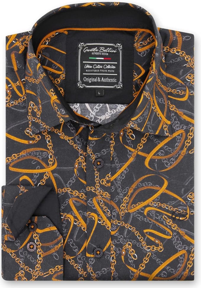 Heren Overhemd - Slim Fit - High Society - Zwart - Maat S