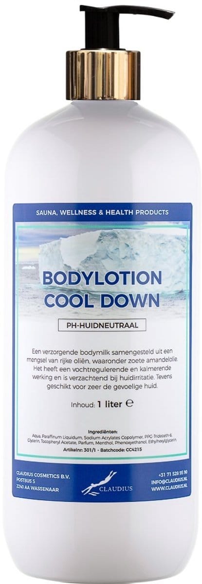 Bodylotion Cool Down 1 liter met gouden pomp