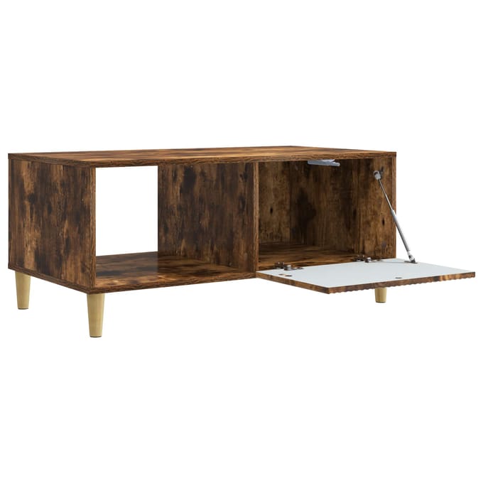 vidaXL - Salontafel - Gerookt - eiken - 90 - x - 50 - x - 40 - cm - Bewerkt - hout
