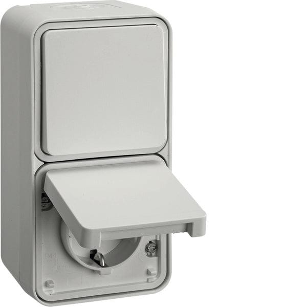 Hager Berker Combischakelaarcontactdoos met opbouwbehuizing W1 - 47803522