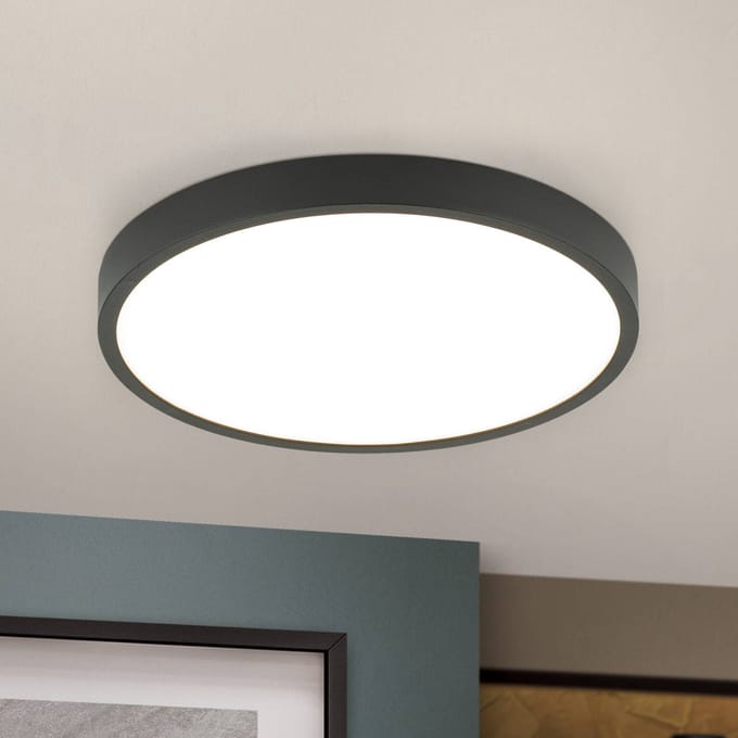 ORION Bully LED plafondlamp in zwart, 3.000 K, Ø24cm