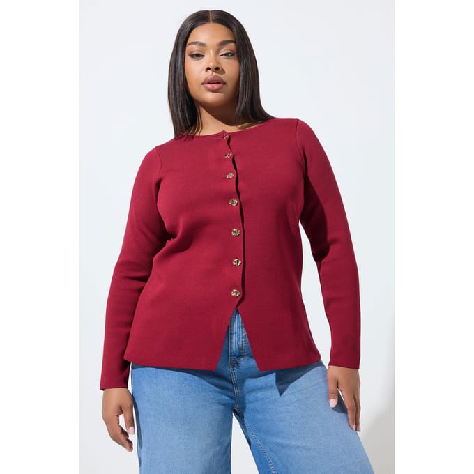 Limited Collection Rode Gebreide Top Met Lange Mouwen Size 48