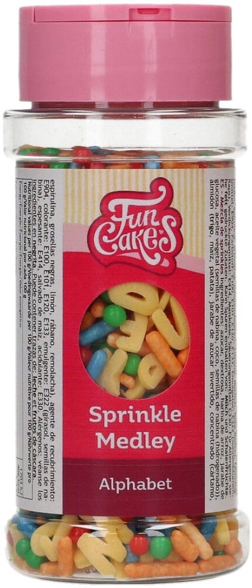 FunCakes Sprinkle Medley - Alfabet - 65g - Eetbare Taartdecoratie