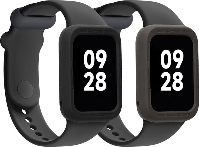 kwmobile Cases for Xiaomi Mi Band 8 Pro - Set of 2 Silicone Covers (Fitness Tracker Not Included) - Black / Grey