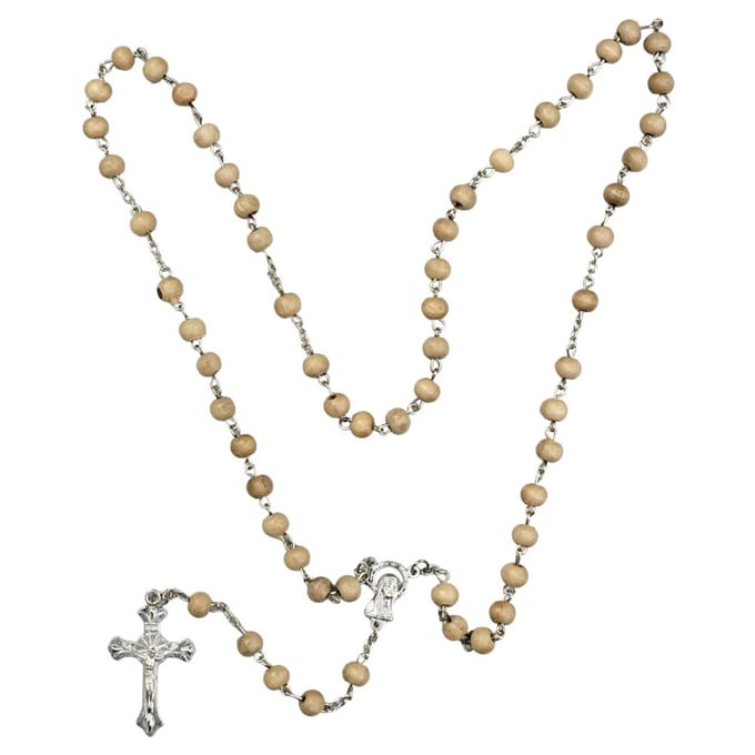 Fako Bijoux® - Rozenkrans Ketting - Sandelhout - Beige