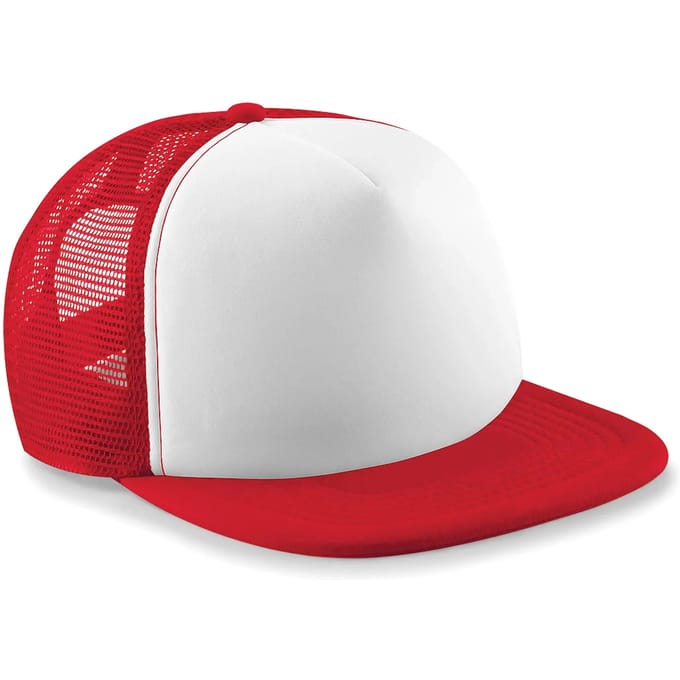Beechfield Junior Vintage Snapback Trucker Rood Wit