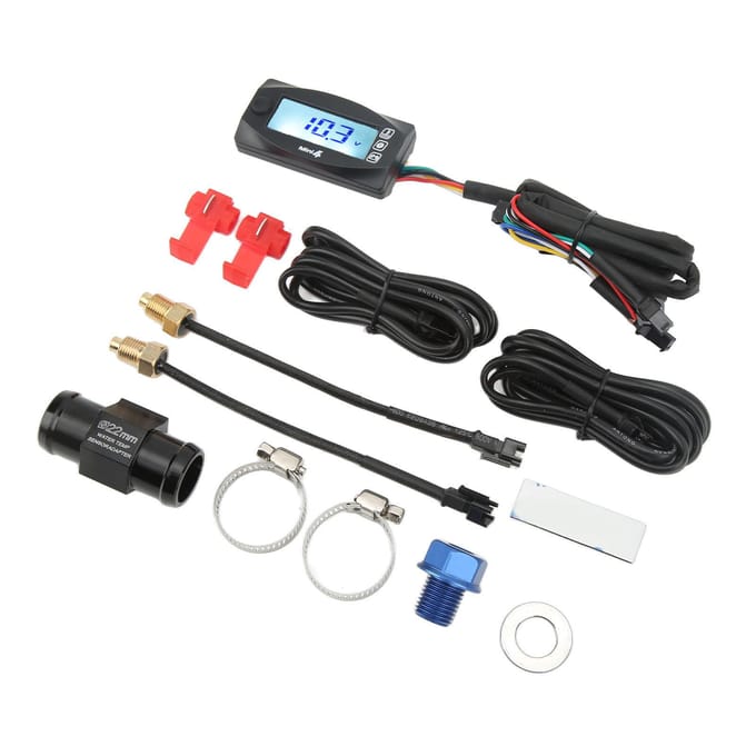 4-in-1 Water Olie Temperatuur Tijd Spanning Meter LCD Digitale Weergave DC12V Universeel voor Motorfiets black