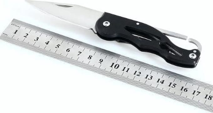 16CM outdoor survival mes - zwart / zilver