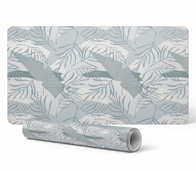 Designer beschermlaptopmat met bladeren in pastelkleuren, 100x50 cm