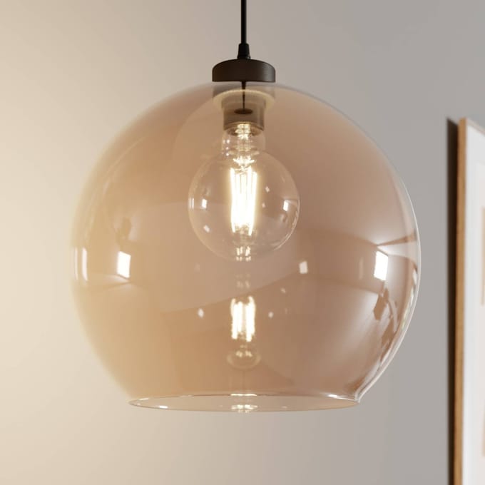TK Lighting Hanglamp Cubus, amber, glas, Ø 30 cm, E27