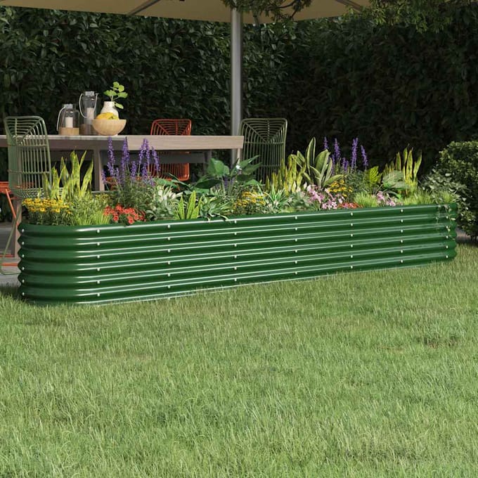vidaXL - Plantenbak - 260x40x36 - cm - gegalvaniseerd - staal - groen