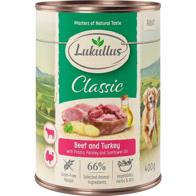 24x400g Adult Rund & Kalkoen Lukullus Hondenvoer