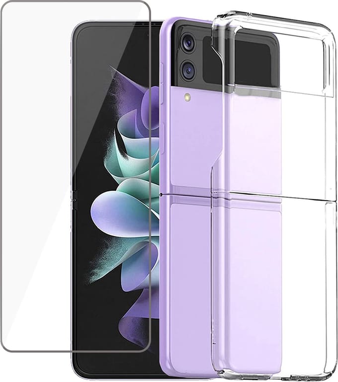 Hoesje geschikt voor Samsung Galaxy Z Flip 3 - Screenprotector - Transparante Case