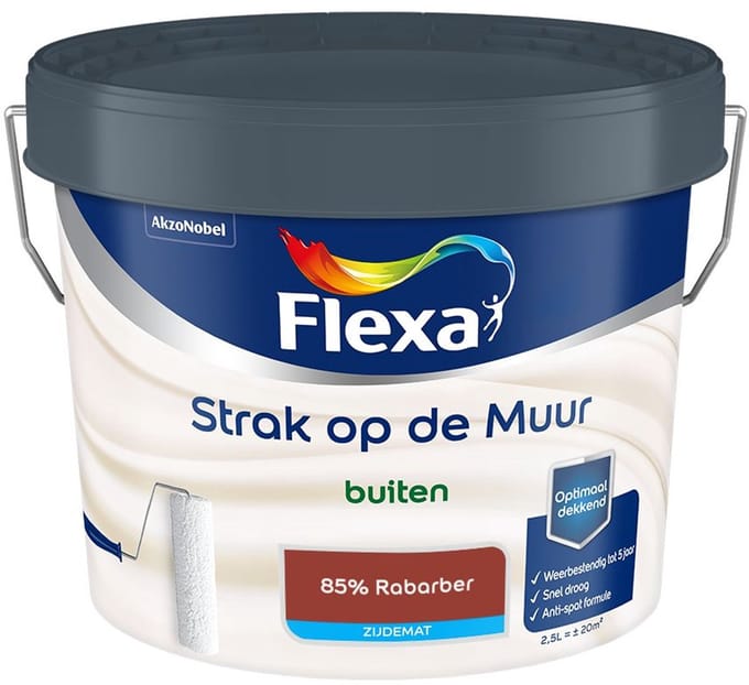 Flexa - Strak Op De Muur Buiten Zijdemat - 85% Rabarber - Mengverf - 2,5 L