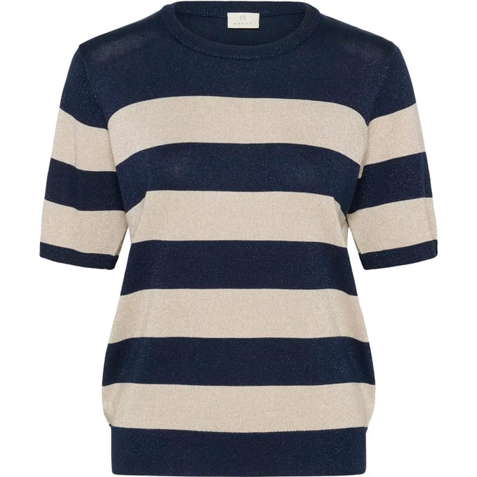 Kaffe T-shirt Karegina Striped Pullover 10510652 Midnight/feather Wide Stripe Dames Maat - M