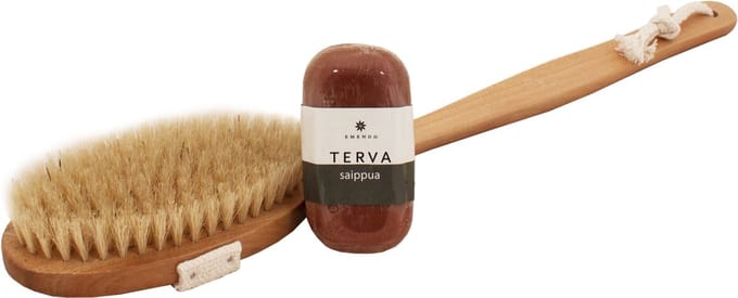 Emendo Sauna Houten borstel met Teer zeep 100 gram