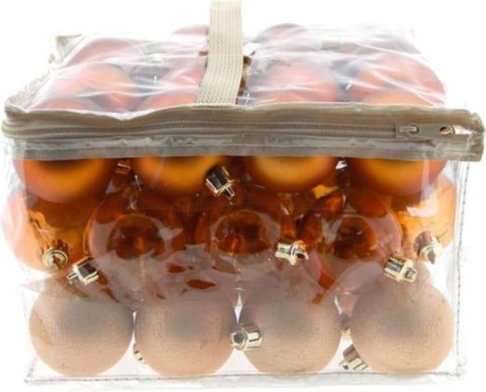 Kerstbal Set48 Mix Bruin D6cm Pvc