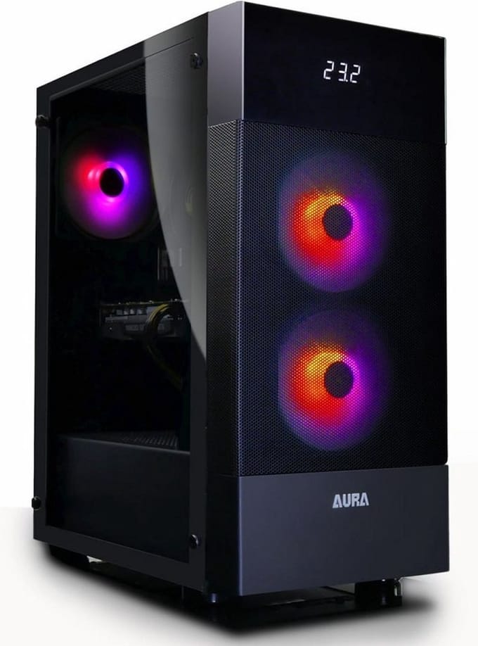 Gamdias Aura GC5 gaming case - computer behuizing met Temperatuur Display en ARGB LED verlichting