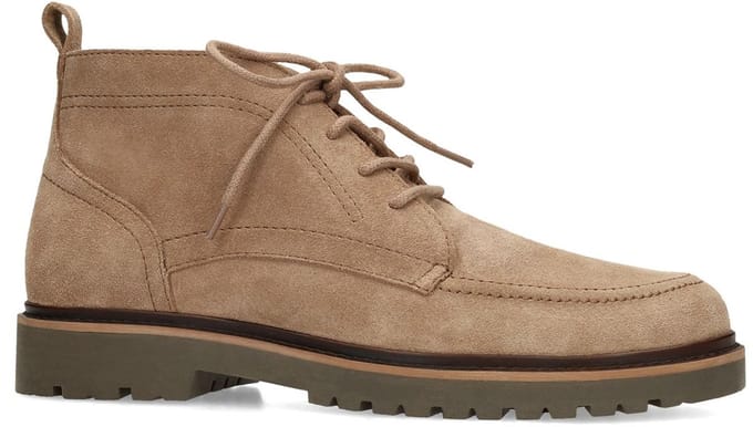 Manfield - Heren - Taupe suède veterboots - Maat 47