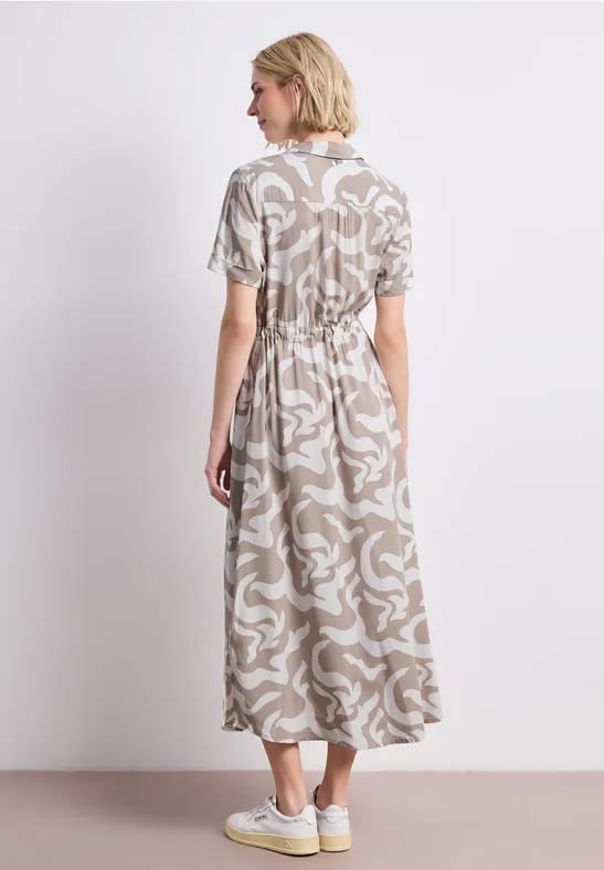 Maxi-jurk met overhemdkraag en print
