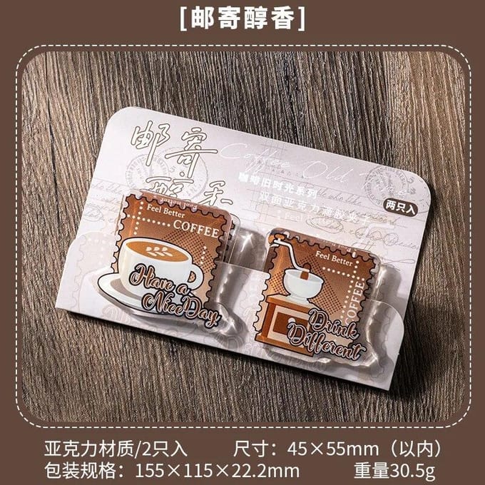 2 stks/partij Koffie Tijd Acryl Clips School Office Supply