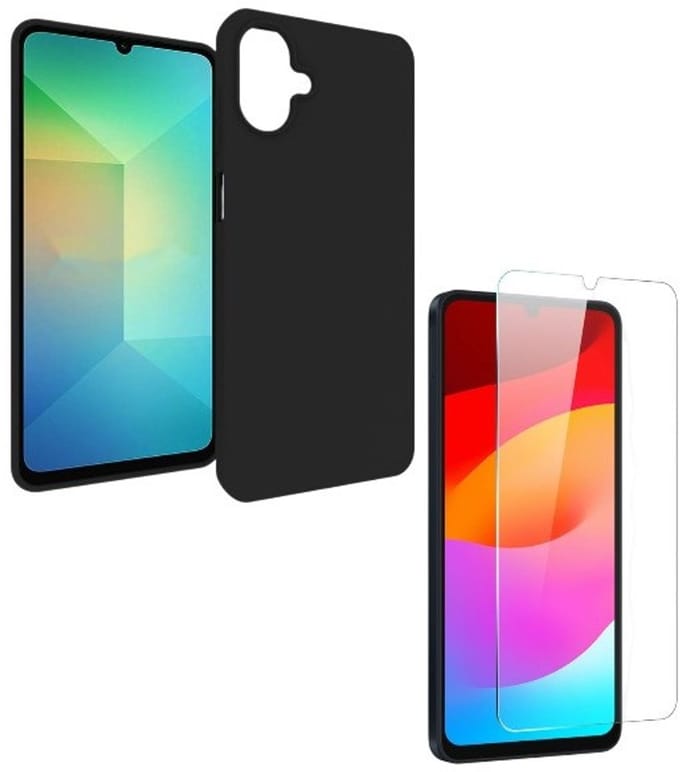 Back cover Silicone hoesje zwart met Screenprotector Glas 1x Geschikt voor: Samsung Galaxy A07