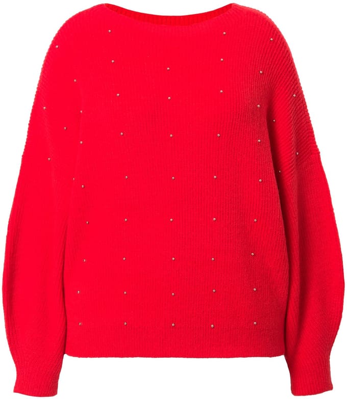 Studio Untold - Dames - Trui oversized sierkraaltjes - Koraal - Maat 58+