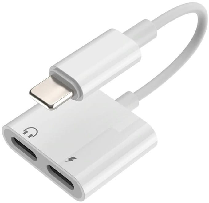 4 in 1 Oplaad Adapter - Geschikt Voor Apple iPhone 12 - 80 mm - Wit