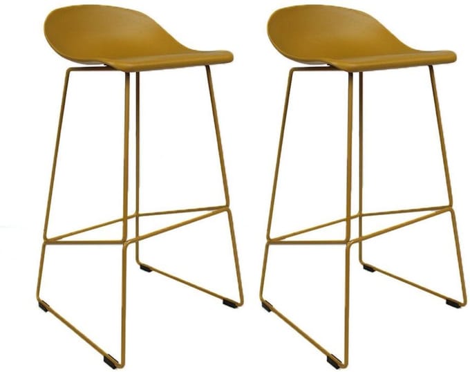 Bronx71® Barkruk Ellen geel Scandinavisch design 76 cm - barkrukken set van 2 - barstoel